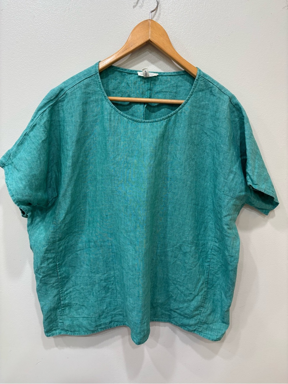 Eileen Fisher 100% Organic Linen Pockets Green Top Women’s Size XL